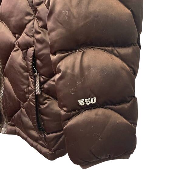 The North Face Girls Large Chocolate Brown Goose Down Filled Nylon Puffer Coat - Picture 3 of 7